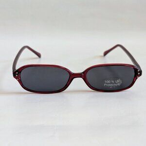 NWT Vintage 90's Small Plastic Rectangle Lady Fashion Sunglasses (Crystal Red)
